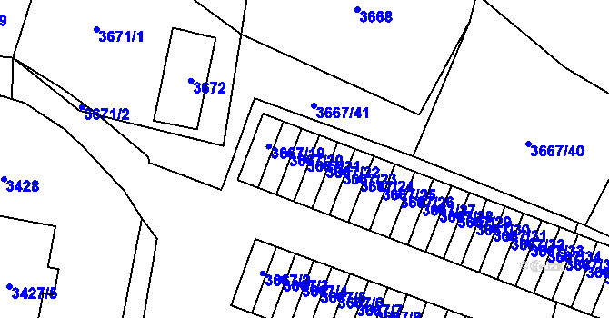 Parcela st. 3667/21 v KÚ Karolinka, Katastrální mapa