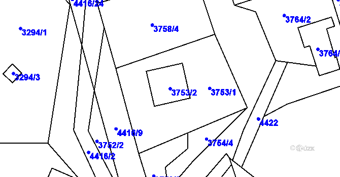 Parcela st. 3753/2 v KÚ Karolinka, Katastrální mapa