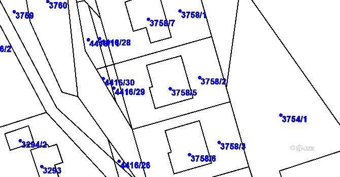Parcela st. 3758/5 v KÚ Karolinka, Katastrální mapa