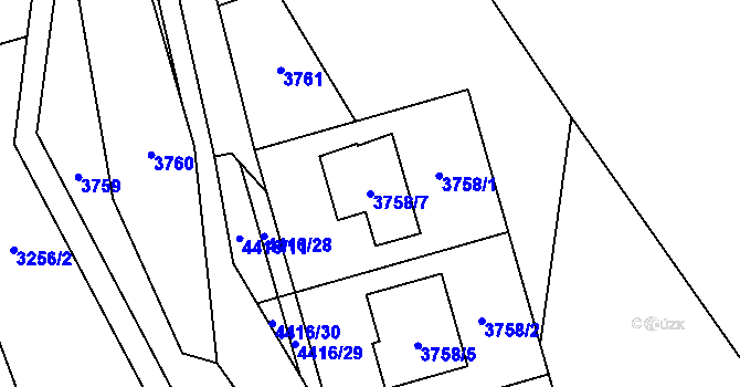 Parcela st. 3758/7 v KÚ Karolinka, Katastrální mapa