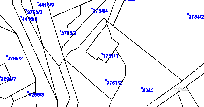 Parcela st. 3751/1 v KÚ Karolinka, Katastrální mapa