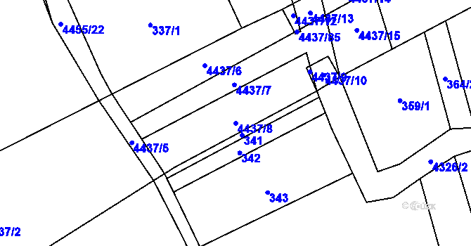 Parcela st. 4437/8 v KÚ Karolinka, Katastrální mapa