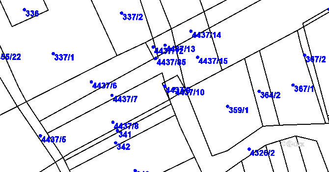 Parcela st. 4437/9 v KÚ Karolinka, Katastrální mapa