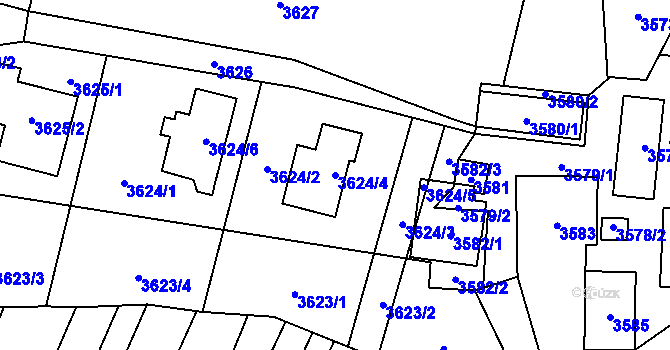 Parcela st. 3624/4 v KÚ Karolinka, Katastrální mapa