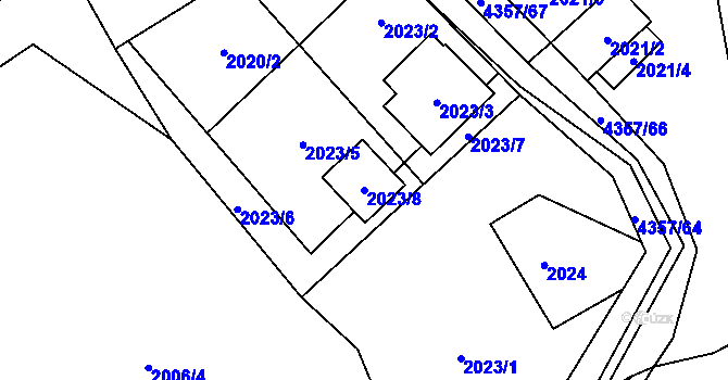 Parcela st. 2023/8 v KÚ Karolinka, Katastrální mapa