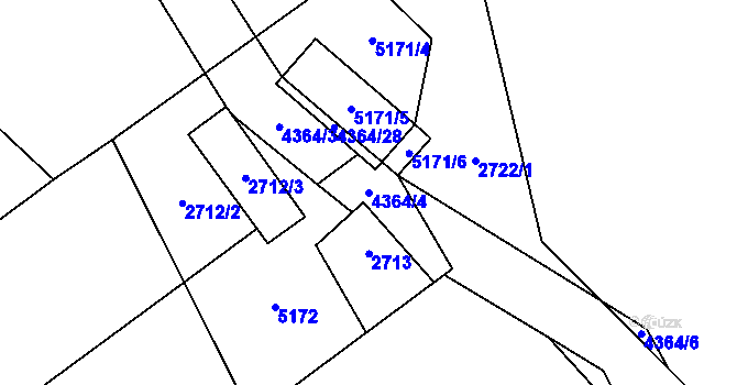 Parcela st. 4364/4 v KÚ Karolinka, Katastrální mapa