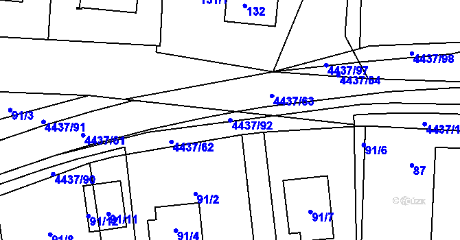 Parcela st. 4437/92 v KÚ Karolinka, Katastrální mapa