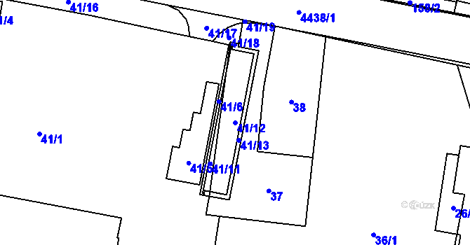 Parcela st. 41/12 v KÚ Karolinka, Katastrální mapa