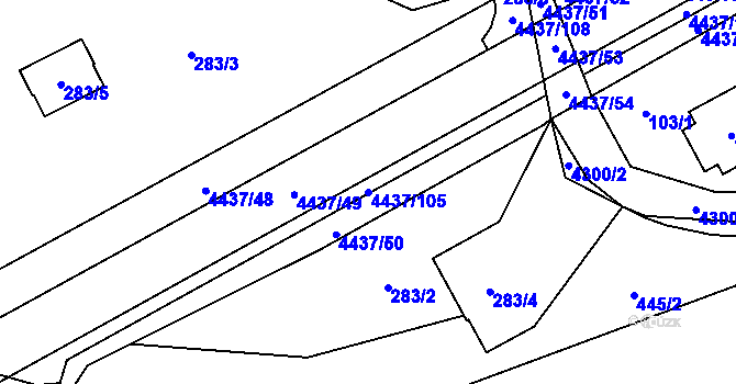 Parcela st. 4437/105 v KÚ Karolinka, Katastrální mapa