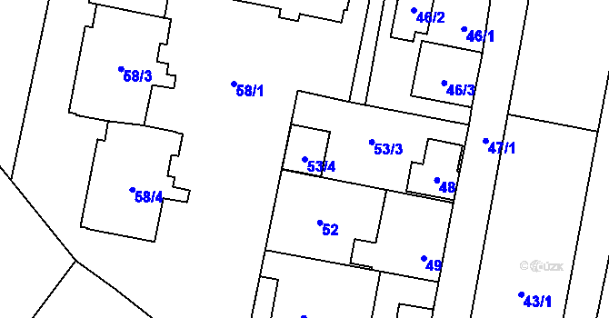 Parcela st. 53/4 v KÚ Karolinka, Katastrální mapa