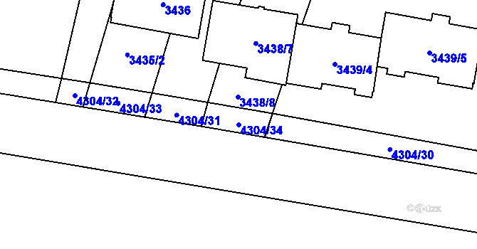 Parcela st. 4304/34 v KÚ Karolinka, Katastrální mapa