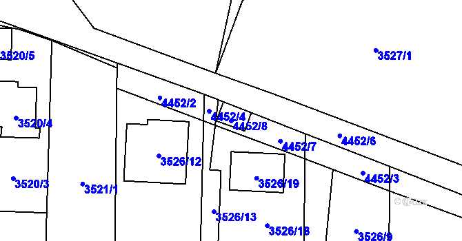 Parcela st. 4452/8 v KÚ Karolinka, Katastrální mapa