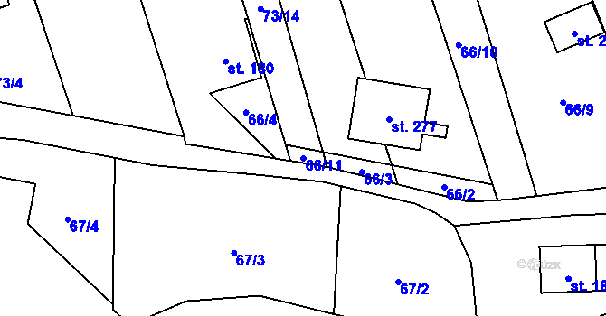 Parcela st. 66/11 v KÚ Karpentná, Katastrální mapa