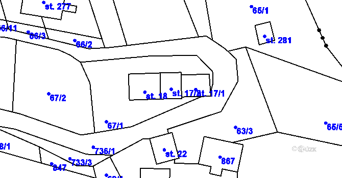 Parcela st. 17/2 v KÚ Karpentná, Katastrální mapa