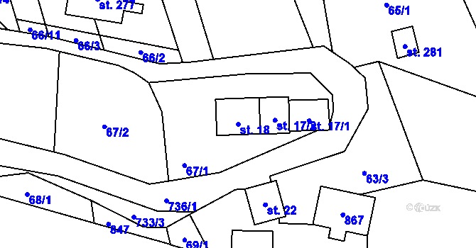 Parcela st. 18 v KÚ Karpentná, Katastrální mapa