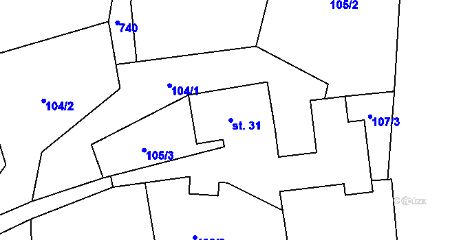 Parcela st. 31 v KÚ Karpentná, Katastrální mapa