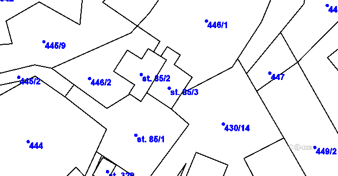 Parcela st. 85/3 v KÚ Karpentná, Katastrální mapa