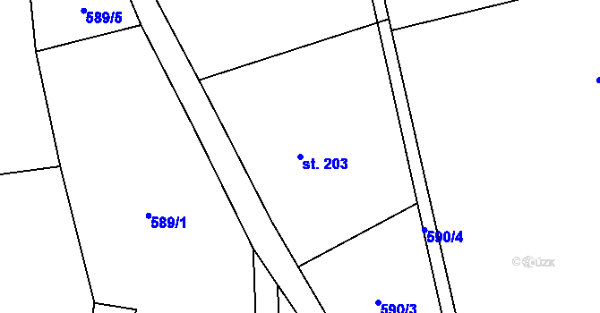 Parcela st. 203 v KÚ Karpentná, Katastrální mapa