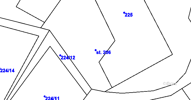 Parcela st. 206 v KÚ Karpentná, Katastrální mapa