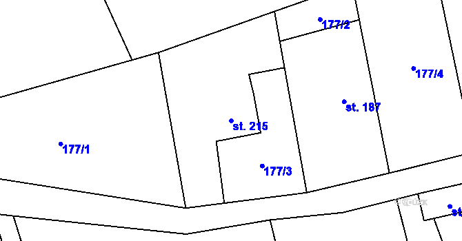 Parcela st. 215 v KÚ Karpentná, Katastrální mapa