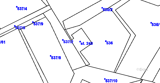 Parcela st. 240 v KÚ Karpentná, Katastrální mapa