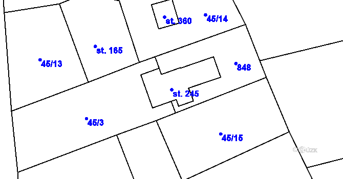 Parcela st. 245 v KÚ Karpentná, Katastrální mapa