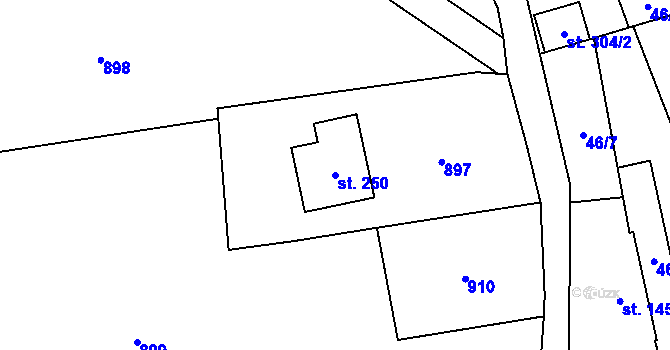 Parcela st. 250 v KÚ Karpentná, Katastrální mapa