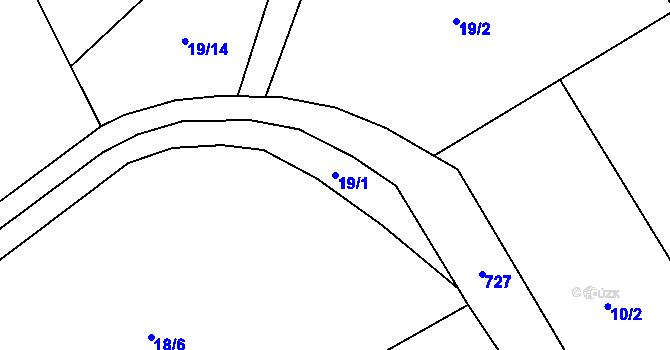 Parcela st. 19/1 v KÚ Karpentná, Katastrální mapa
