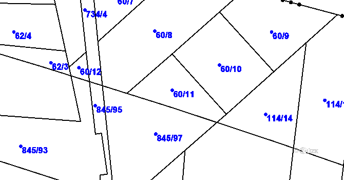 Parcela st. 60/11 v KÚ Karpentná, Katastrální mapa