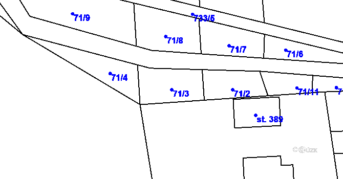 Parcela st. 71/3 v KÚ Karpentná, Katastrální mapa