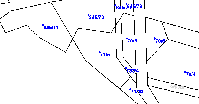 Parcela st. 71/5 v KÚ Karpentná, Katastrální mapa