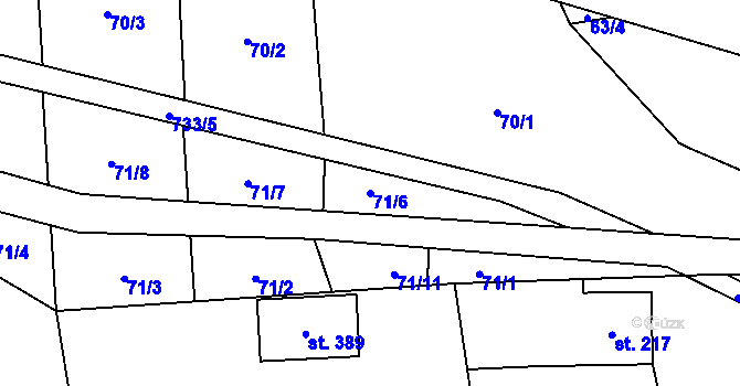 Parcela st. 71/6 v KÚ Karpentná, Katastrální mapa