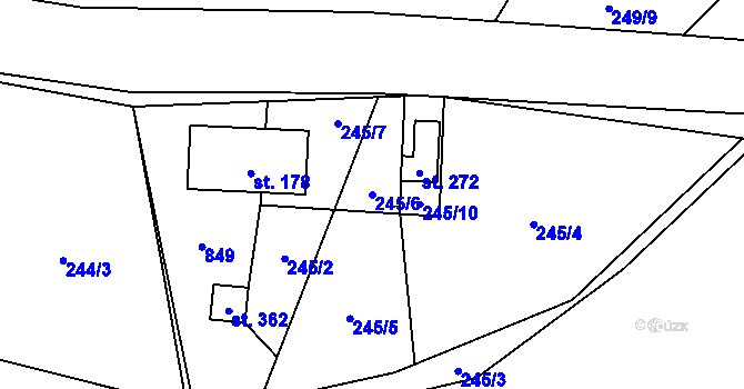 Parcela st. 245/6 v KÚ Karpentná, Katastrální mapa