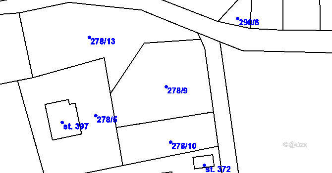 Parcela st. 278/9 v KÚ Karpentná, Katastrální mapa