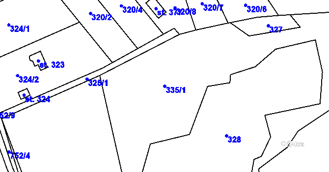 Parcela st. 335/1 v KÚ Karpentná, Katastrální mapa