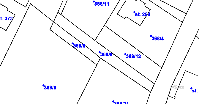 Parcela st. 368/9 v KÚ Karpentná, Katastrální mapa