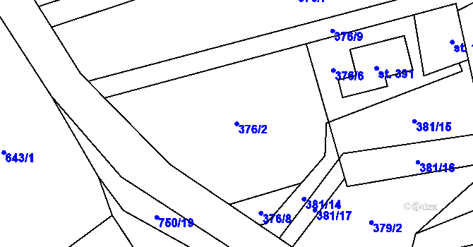 Parcela st. 376/2 v KÚ Karpentná, Katastrální mapa