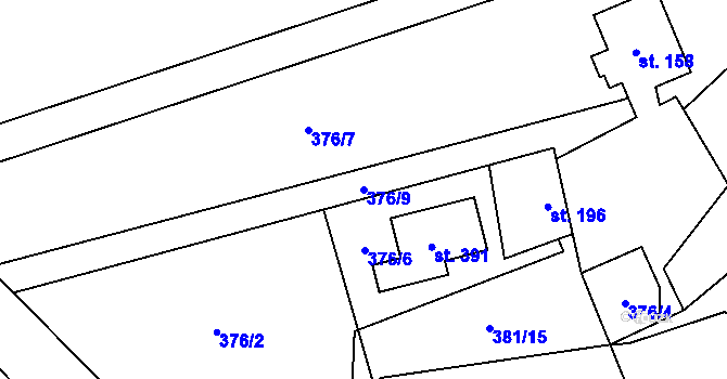 Parcela st. 376/9 v KÚ Karpentná, Katastrální mapa