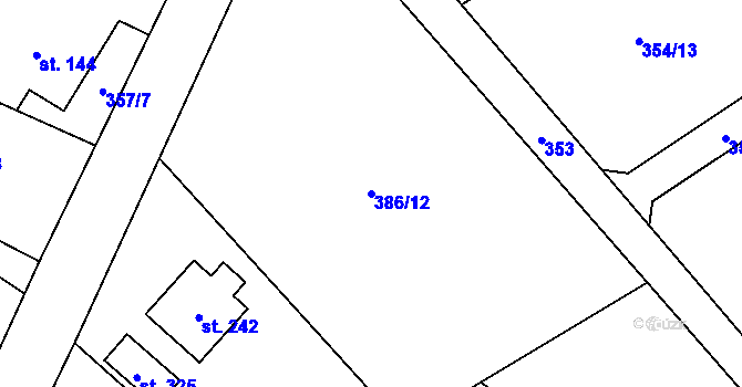 Parcela st. 386/12 v KÚ Karpentná, Katastrální mapa