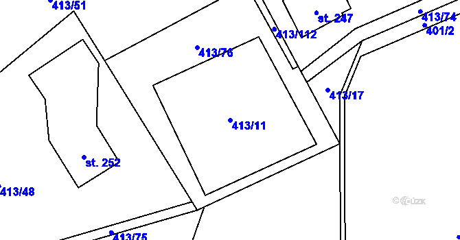 Parcela st. 413/11 v KÚ Karpentná, Katastrální mapa
