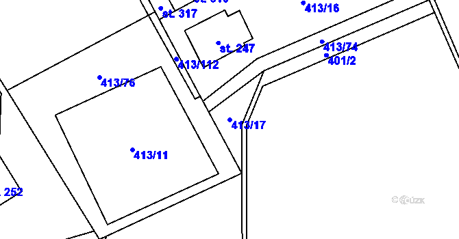 Parcela st. 413/17 v KÚ Karpentná, Katastrální mapa