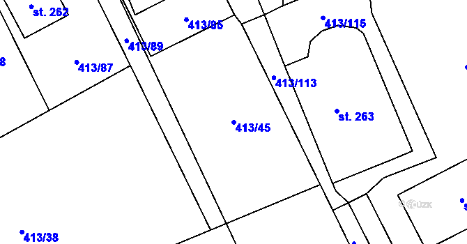 Parcela st. 413/45 v KÚ Karpentná, Katastrální mapa