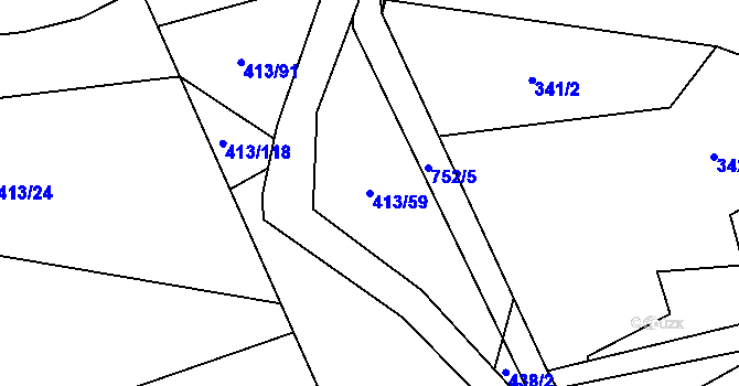Parcela st. 413/59 v KÚ Karpentná, Katastrální mapa