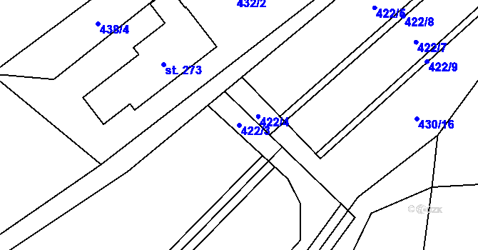 Parcela st. 422/3 v KÚ Karpentná, Katastrální mapa
