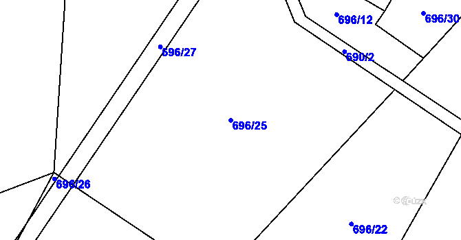 Parcela st. 696/25 v KÚ Karpentná, Katastrální mapa