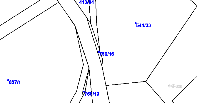 Parcela st. 750/16 v KÚ Karpentná, Katastrální mapa
