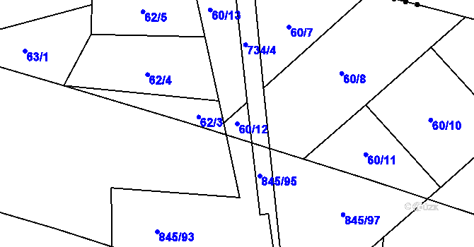 Parcela st. 60/12 v KÚ Karpentná, Katastrální mapa
