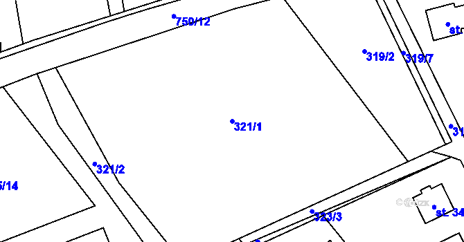 Parcela st. 321/1 v KÚ Karpentná, Katastrální mapa