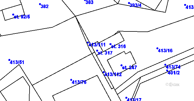 Parcela st. 317 v KÚ Karpentná, Katastrální mapa