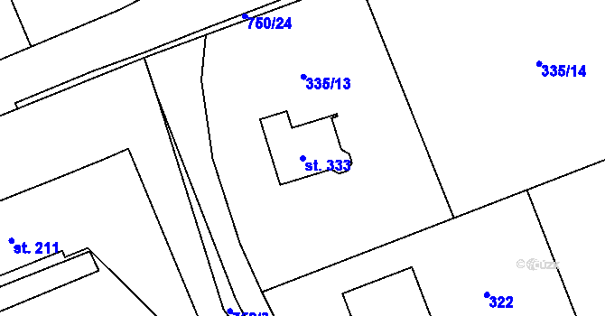Parcela st. 333 v KÚ Karpentná, Katastrální mapa